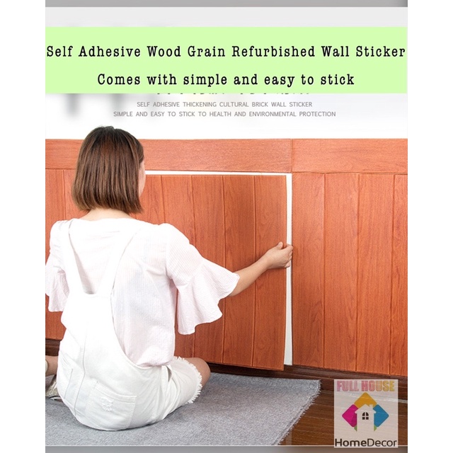 3D Wallpaper wood grain Waterproof Stickers wall paper adhesive wall ...