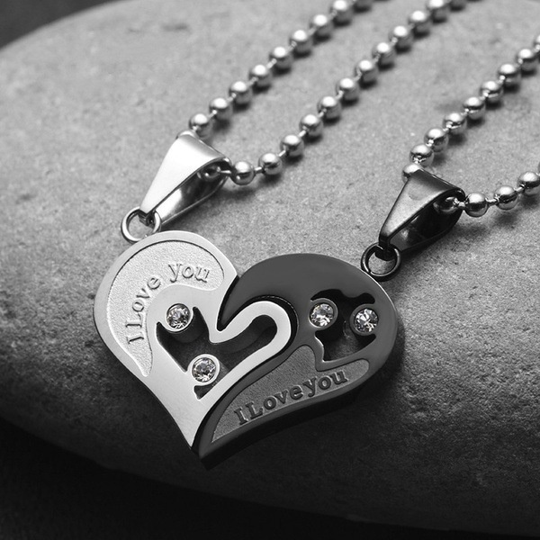 Simple Love Heart Couple Necklace A Pair Of Unique Diamond Shaped Pendants N Shopee Philippines
