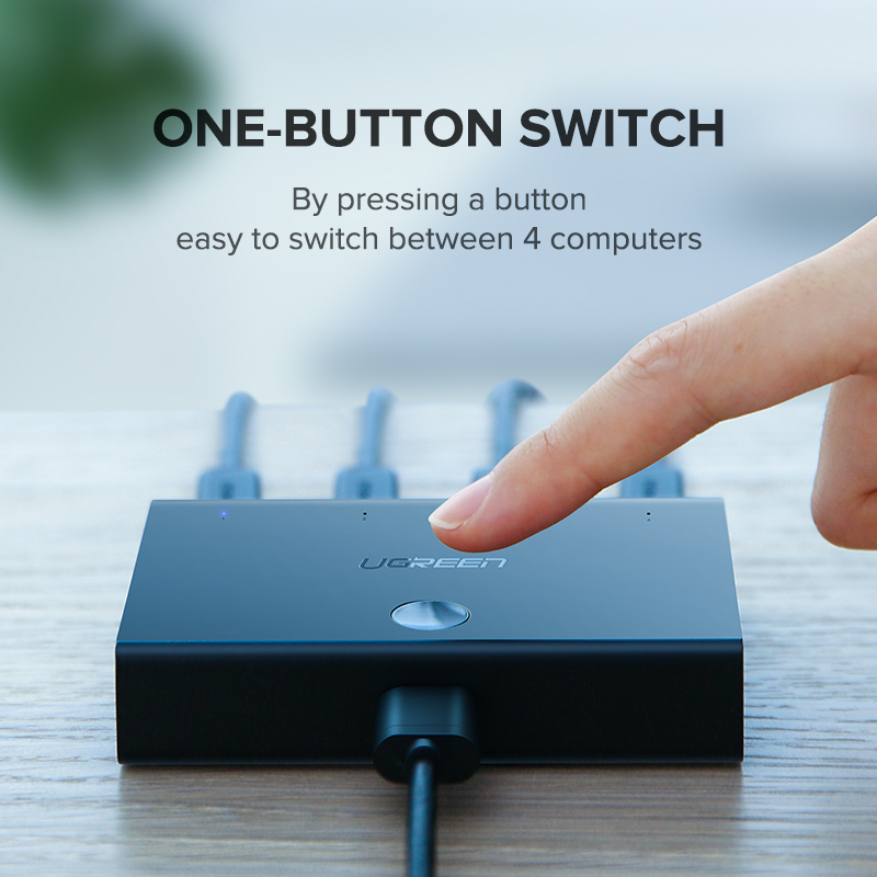 Ugreen KVM Switch USB Sharing Switcher 4/2 PCs Share 1 Device 4/2 Port