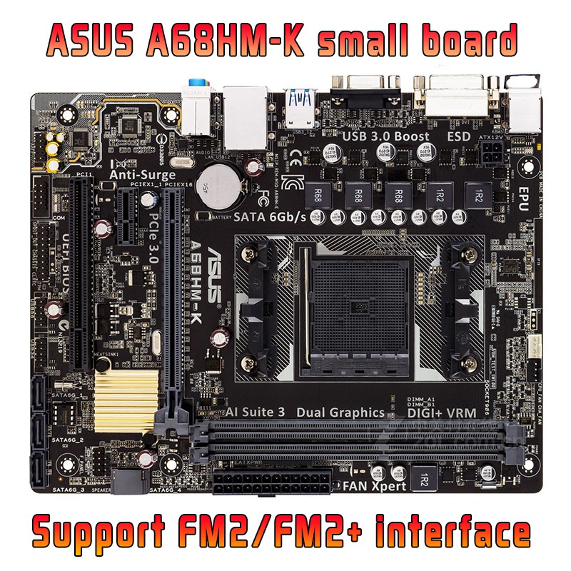 ASUS A68HMK/A68HME desktop motherboard for AMD FM2 / FM2 + DDR3