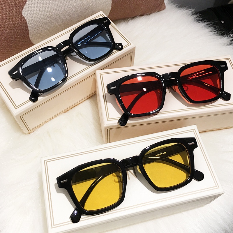 Unisex Retro Square Sunglasses Korean Female Wild Sunglasses Fashion Colored Lenses Couple