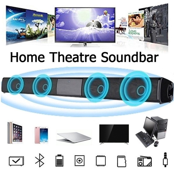 20W TV Sound Bar Wired and Wireless Bluetooth Home Surround SoundBar for PC  Theater TV Speaker