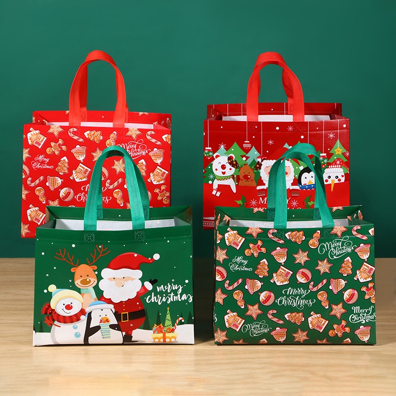 Non Woven Fabric Waterproof Gift Tote Bag Christmas Party Folding Clothing Storage Bag Christmas