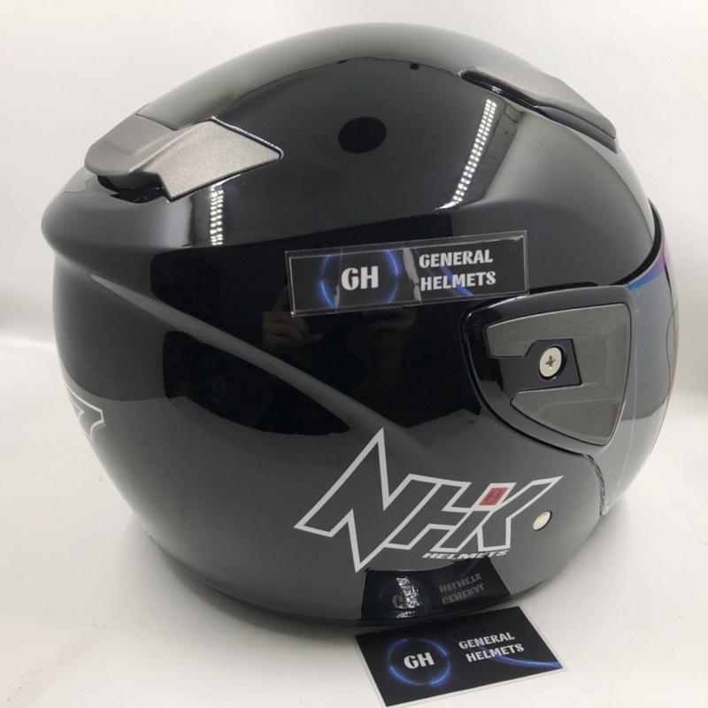 NHK R7 SOLID BLACK GLOSSY HALF FACE HELMET | Shopee Philippines