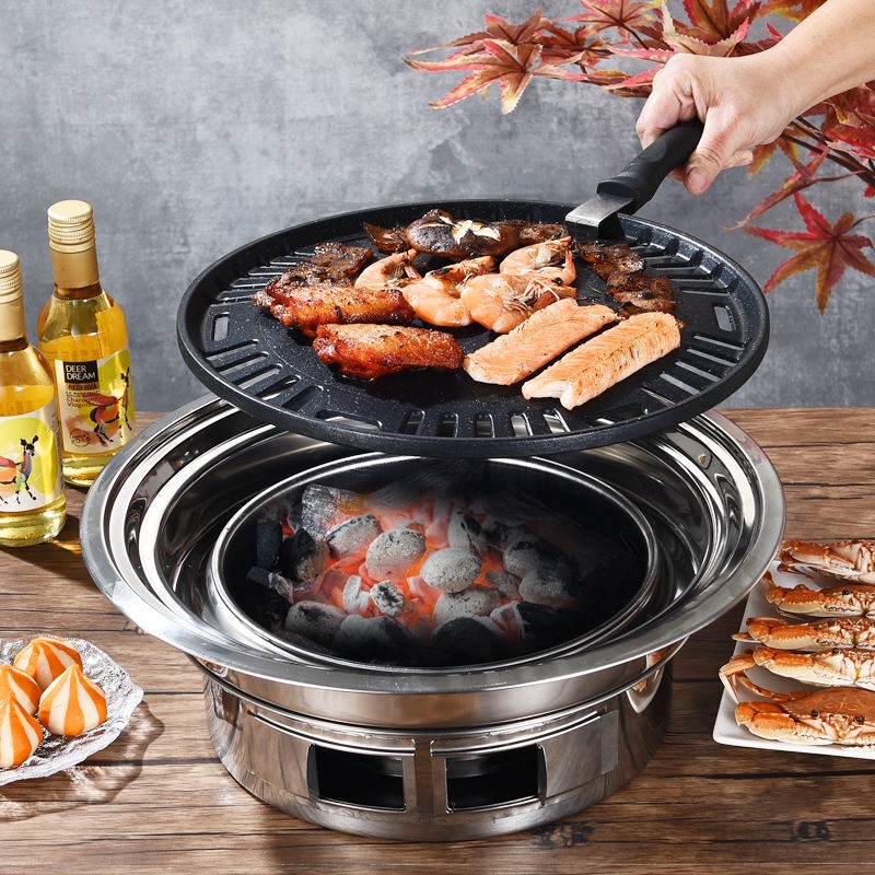 oven Korean Style Charcoal Oven Commercial Round Stainless Steel