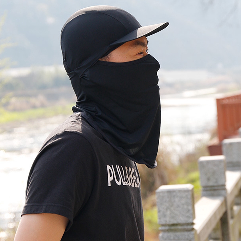 Ice Silk Balaclava Summer AntiUV Hood Elastic Full Face Cover Mask Hat Cap with Brim for