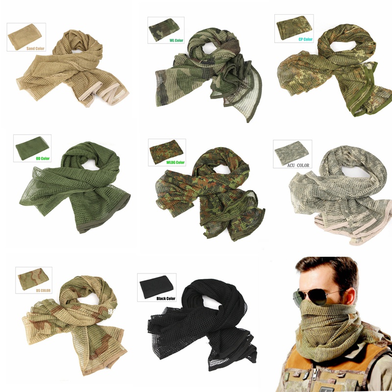 Military Tactical Scarf Camouflage Mesh Neck Scarf Net Keffiyeh Sniper ...