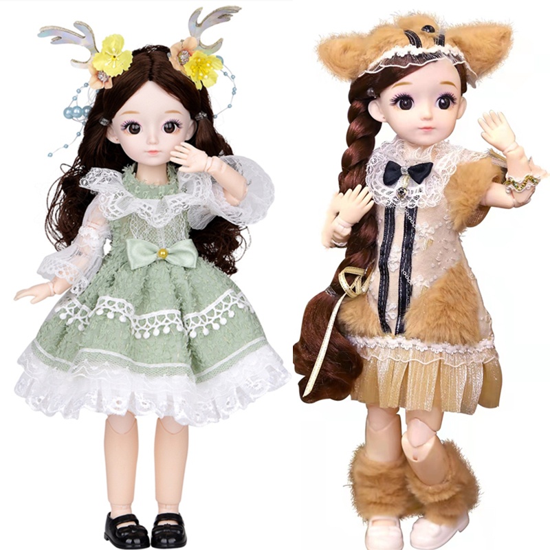 30cm Bjd Girls Toys 20 Removable Joint Dolls Fashion Dress Make Up Dolls Plastic Body Full Set Play House Doll