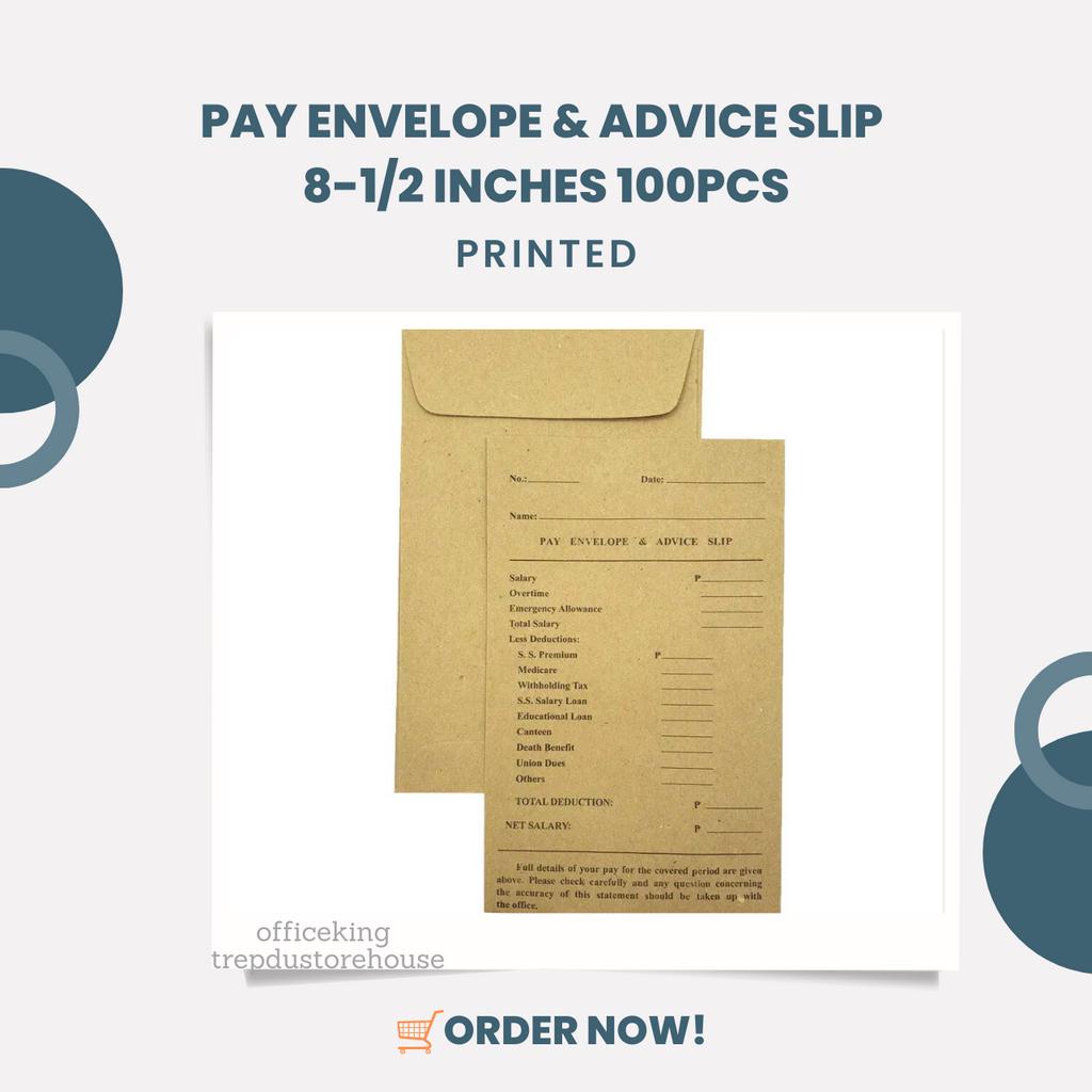 Kraft pay envelope and Advice slip 81/2 inches 100pcs Shopee Philippines