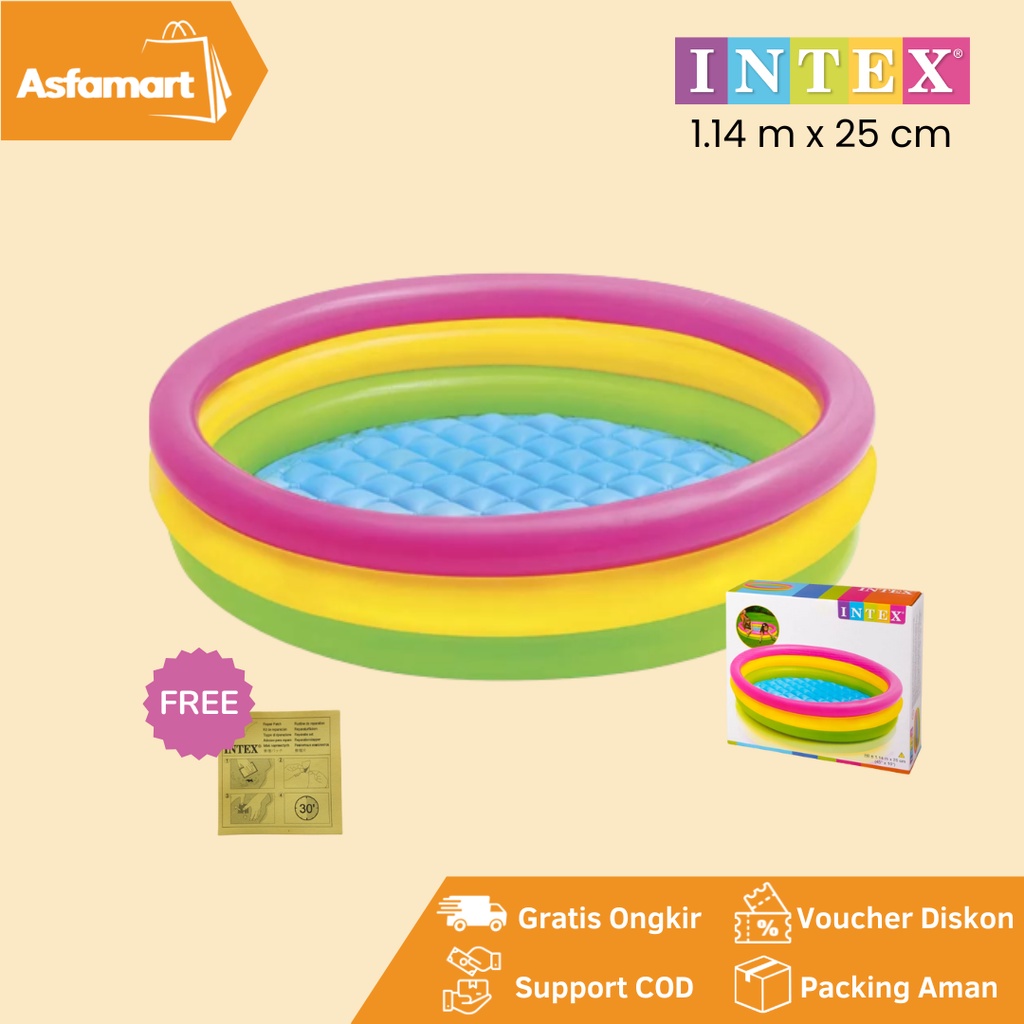 Intex 57412 Rainbow Swimming Pool 114x25cm Children's Pool/Rubber Pool ...