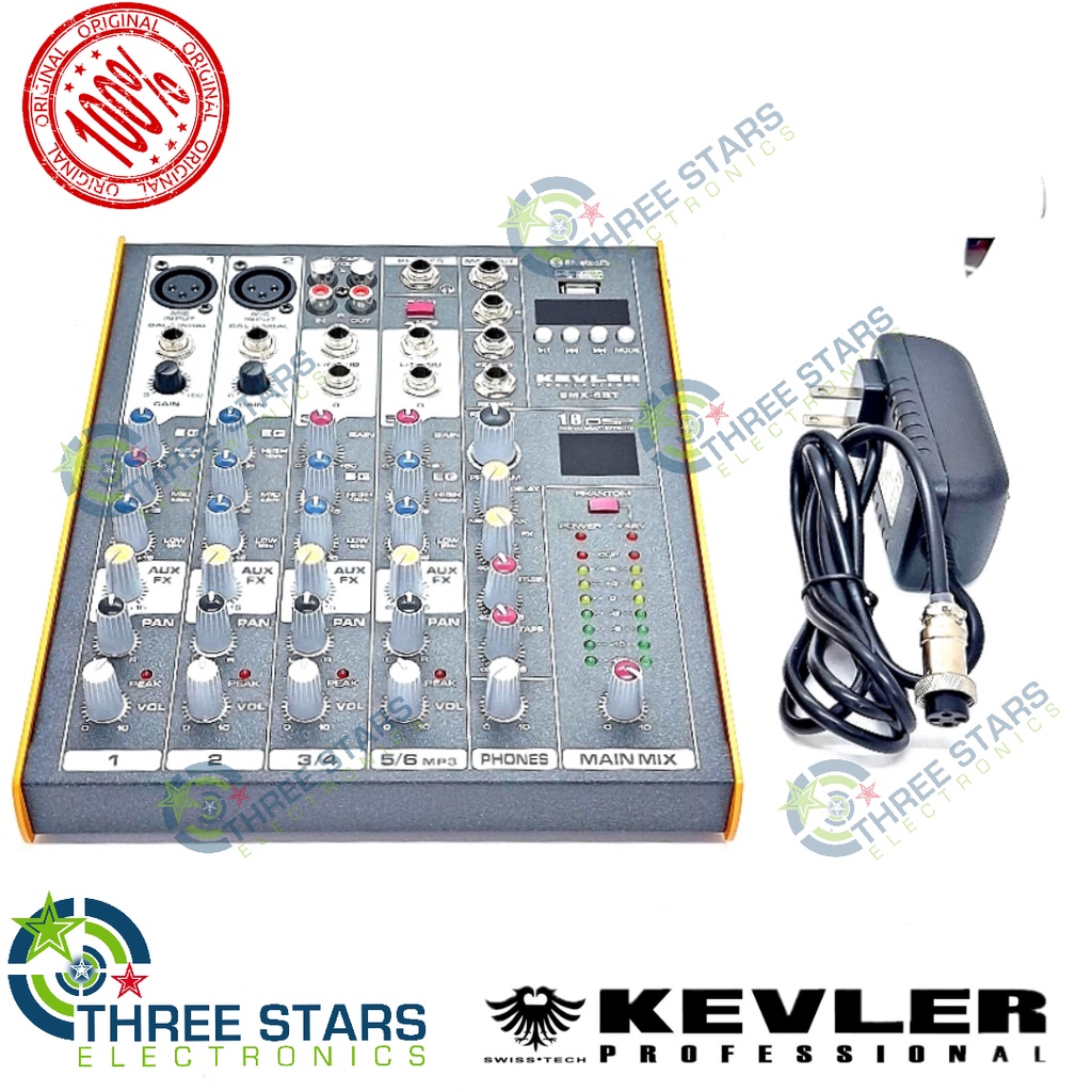 Kevler Professional SMX6BT 6 CHANNEL COMPACT MIXER 2 Mic/Line and 2