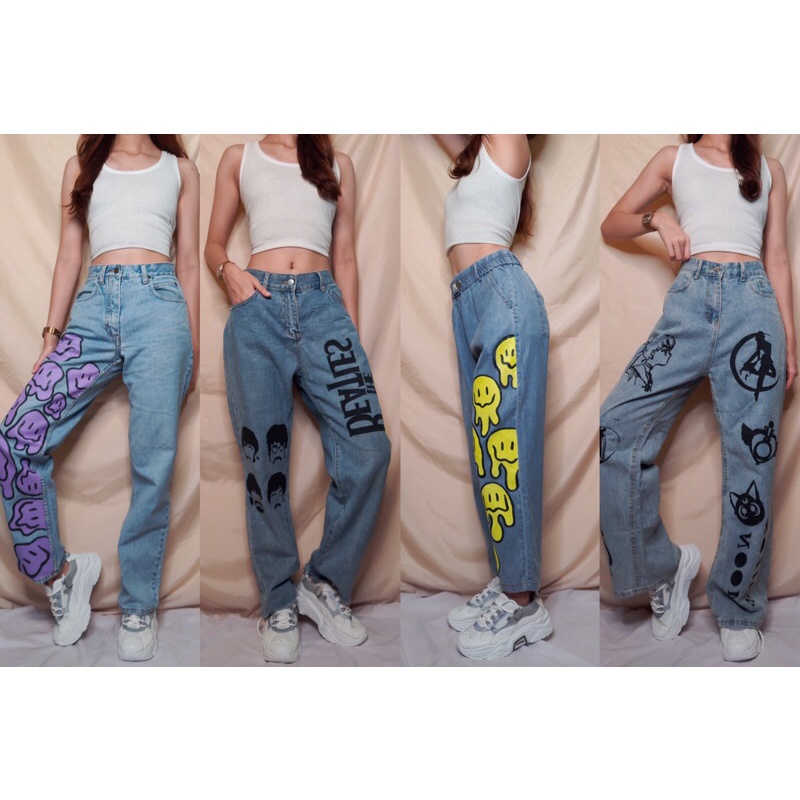 1 Graphic/Hand painted baggy pants Aesthetic Pants