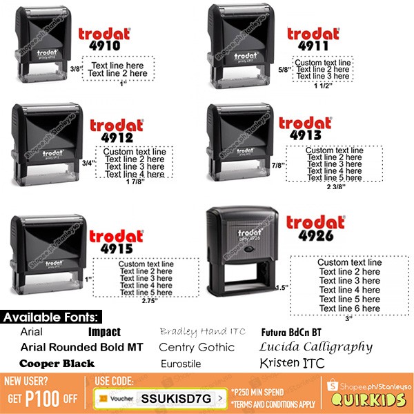 Customized Trodat Self Inking Stamp 4910 / 4911 / 4912 / 4913 / 4915