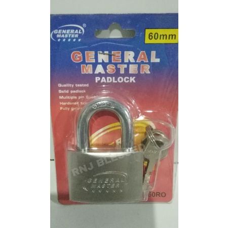 Iron Padlock GENERAL MASTER (Brass Core) Short Shackle Three (3 KEYS ...