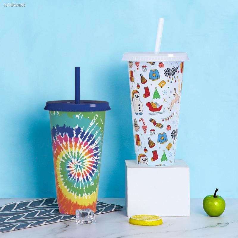 710ml Christmas Color Changing Cups with Lids and Straws