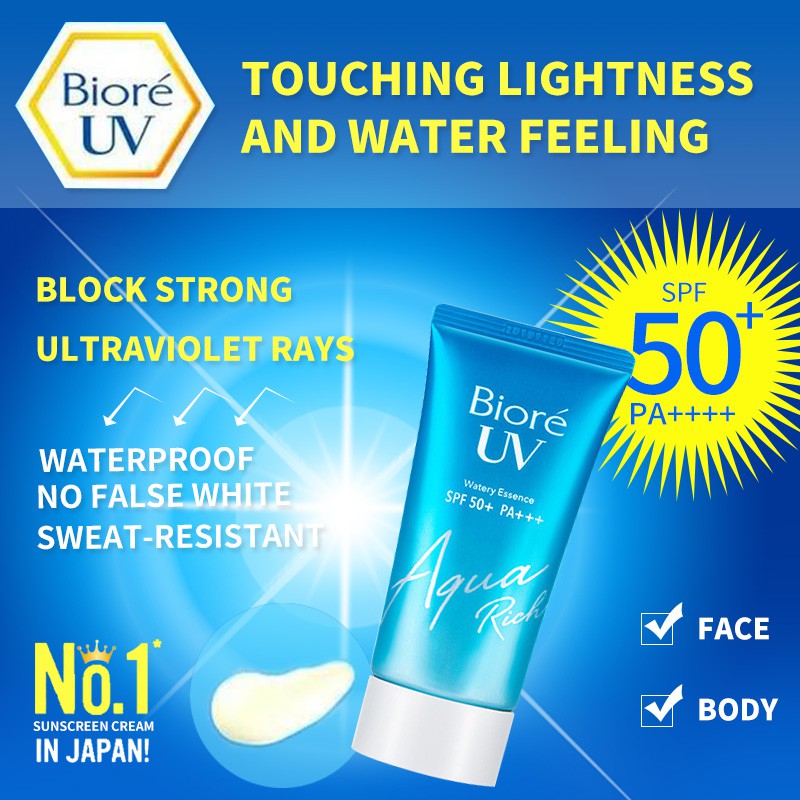 BIORE Sunscreen SPF50+ PA++++ UV Sunblock Gel Aqua Rich Watery Essence