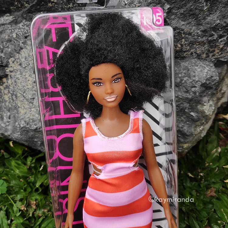 Barbie Fashionista 105 AA Afro Curvy Stripe Dress Shopee