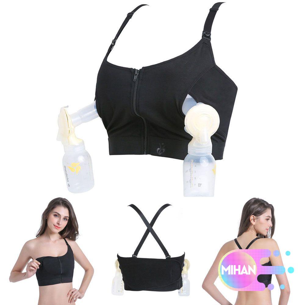 MIHAN 2 in 1 Maternity Bra For Breast Pump Front Zipper Breastfeeding