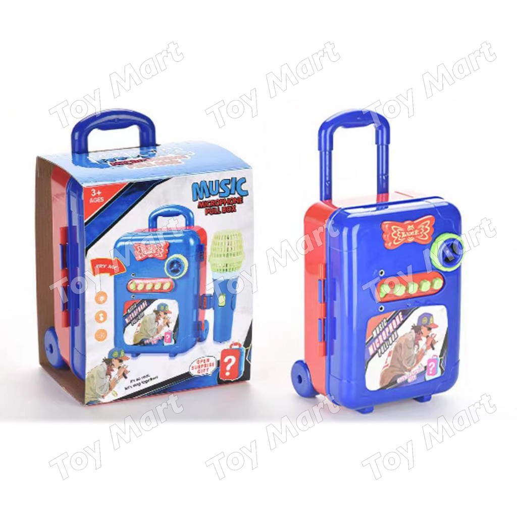 Music Microphone Karaoke Singing Portable Suitcase Loud Speaker Box w/ Light Sound Music