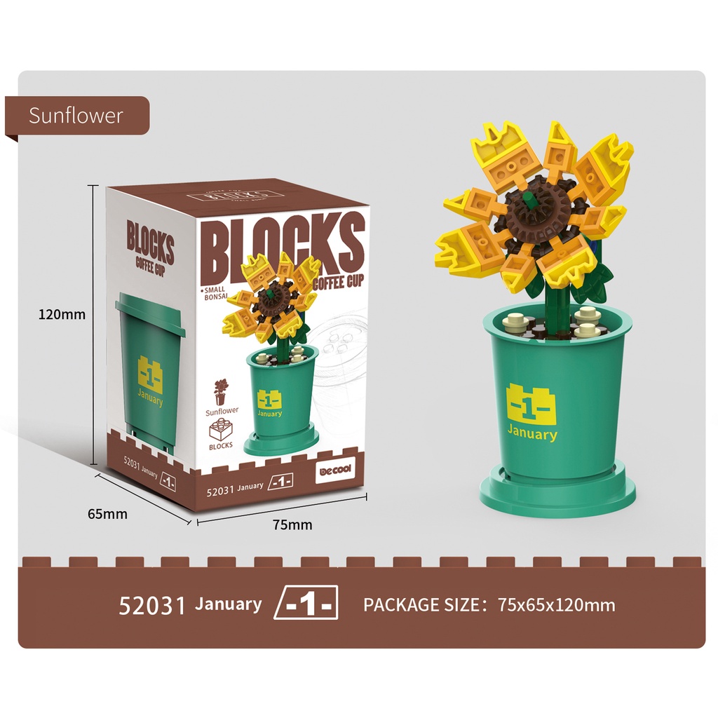 Decool 52031A Coffee Cup Style Small Plant Series Children's Building Blocks  Assemble and Assemble Smart Toys Ornament | Shopee Philippines
