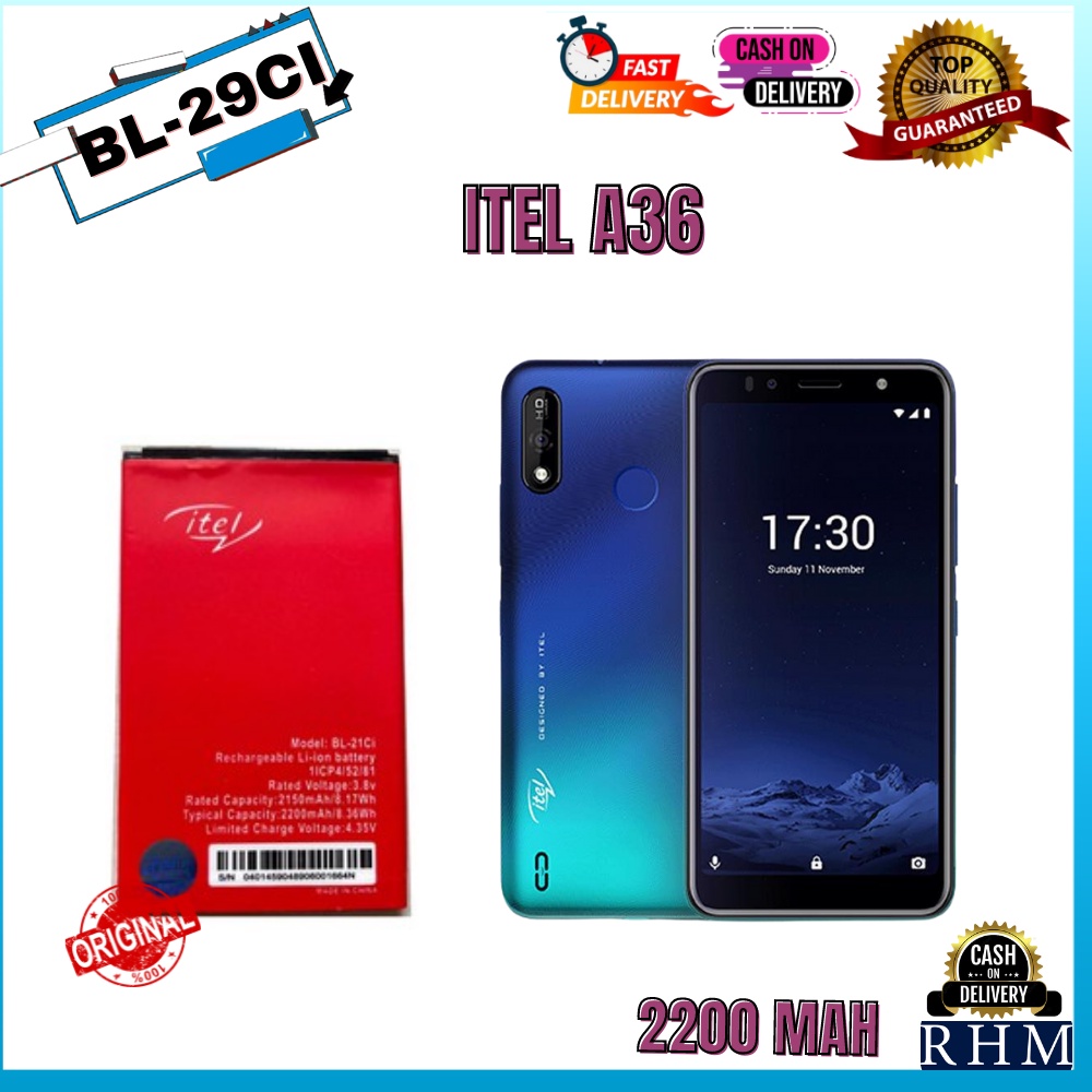 ITEL A36 BATTERY, MODEL BL-29CI Original High Quality Li-ion Battery ...