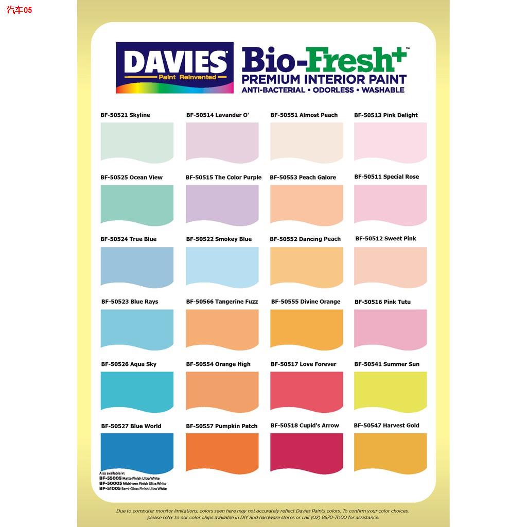 ♘Davies Biofresh SATIN FINISH Premium Interior Paint (WaterBased) 4