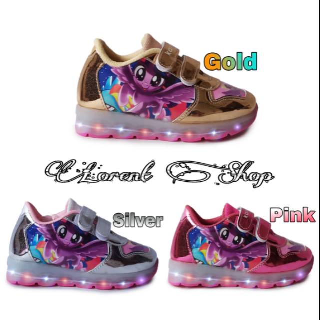 Little Pony Character LED Girls Shoes/Preschool School Light Shoes