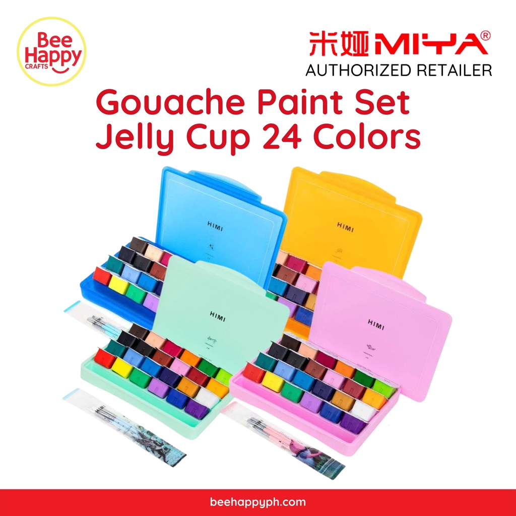 MIYA HIMI Gouache Paint Set Jelly Cup 24 Colors (With Free Brush) Shopee Philippines