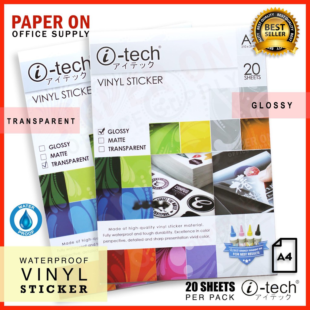 A4 itech Vinyl Sticker Waterproof GLOSSY/TRANSPARENT Shopee Philippines