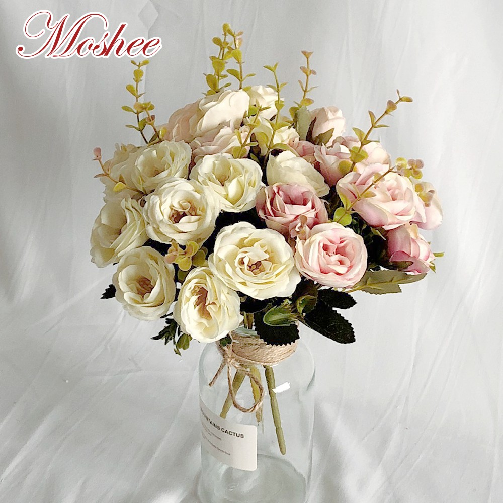 1 Bouquet Artificial Silk Rose Flowers Bride Flower Wedding Party Home ...