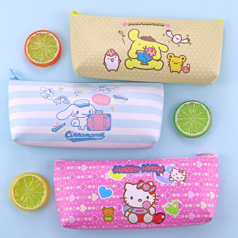 Sanrio Cartoon Pencil Cases Kuromi Cute Pencil Box My Melody PU