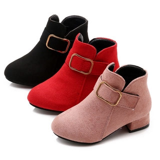 Kids black heeled boots best sale