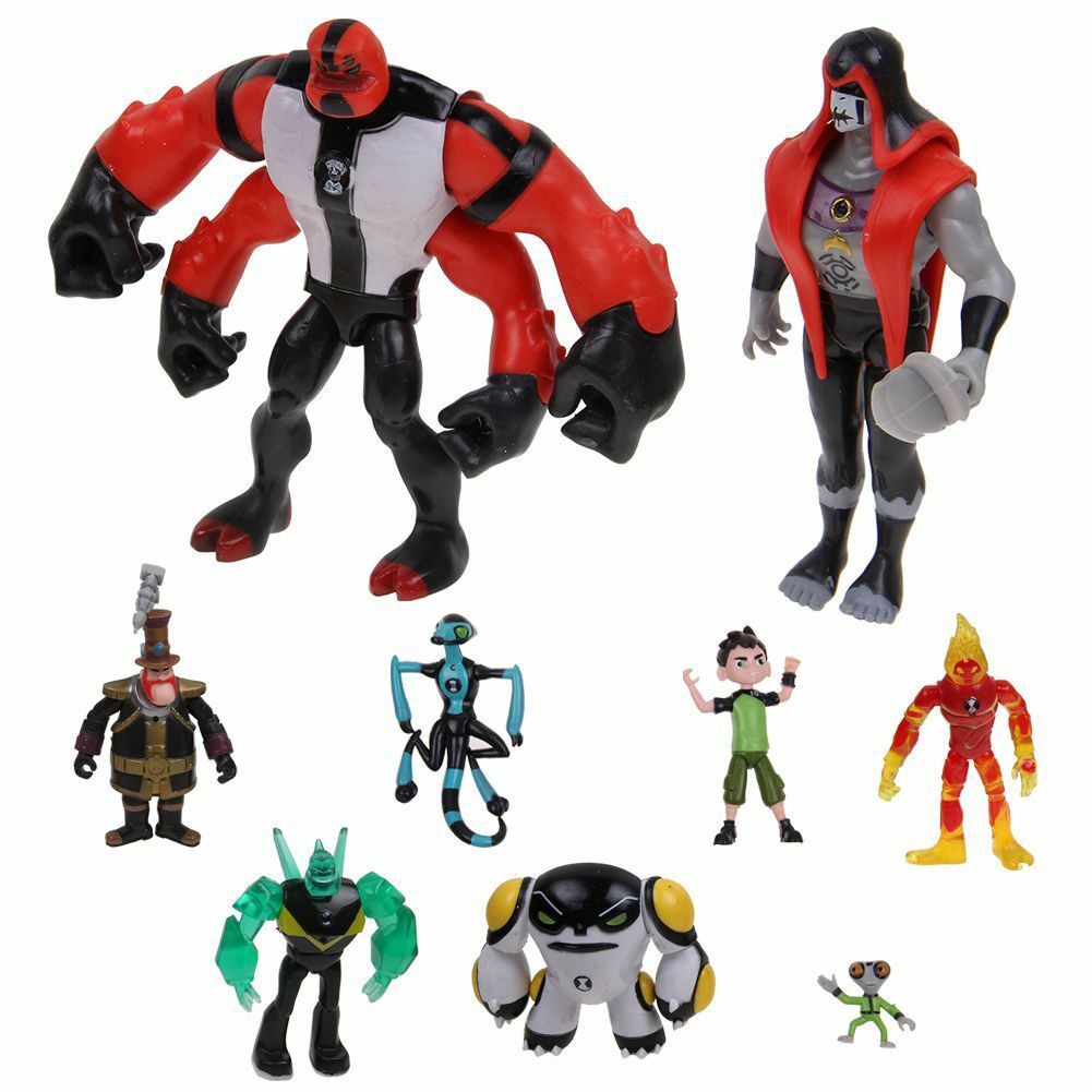 9PCS Ben 10 Action Figure Play set Toy Cake Topper Heatblast Four Arms ...