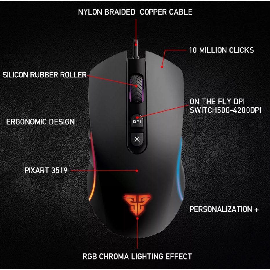 FANTECH Gaming Mouse 4200DPI Programmer RGB Led Mouse X16 THOR II ...
