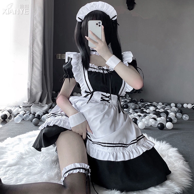 maid outfit cosplay costume Japanese dark female servant installed COS ...