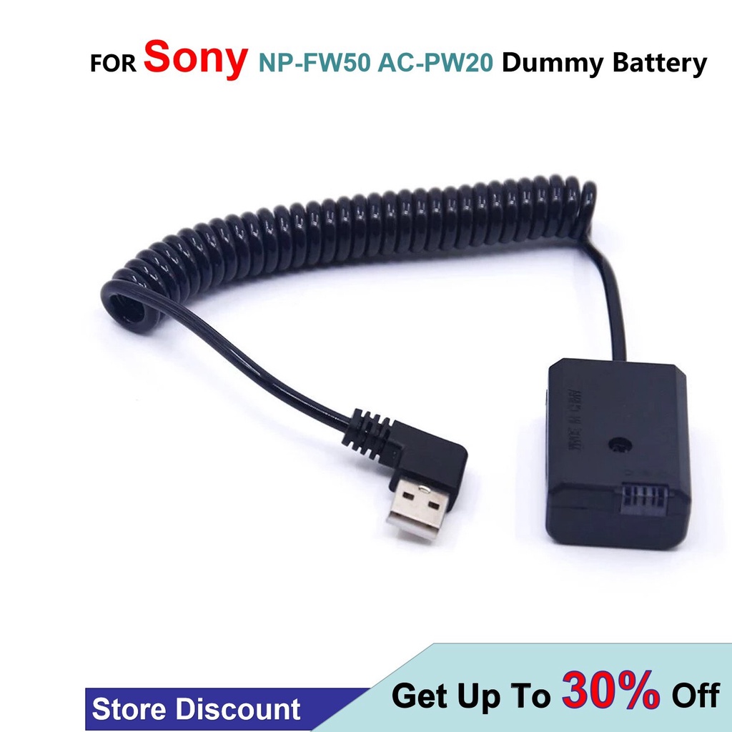 USB Netzteil Mit Dummy-Akku Für Sony Kameras - NP-FW50 Ersatz Für A7, NEX, A6000 Serie