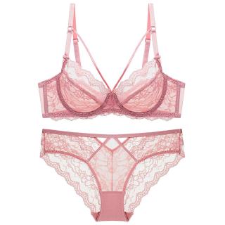 Dropshipping Varsbaby sexy ultra-thin floral Lingerie set unlined beauty back  bra sets sexy underwear plus size bra V757