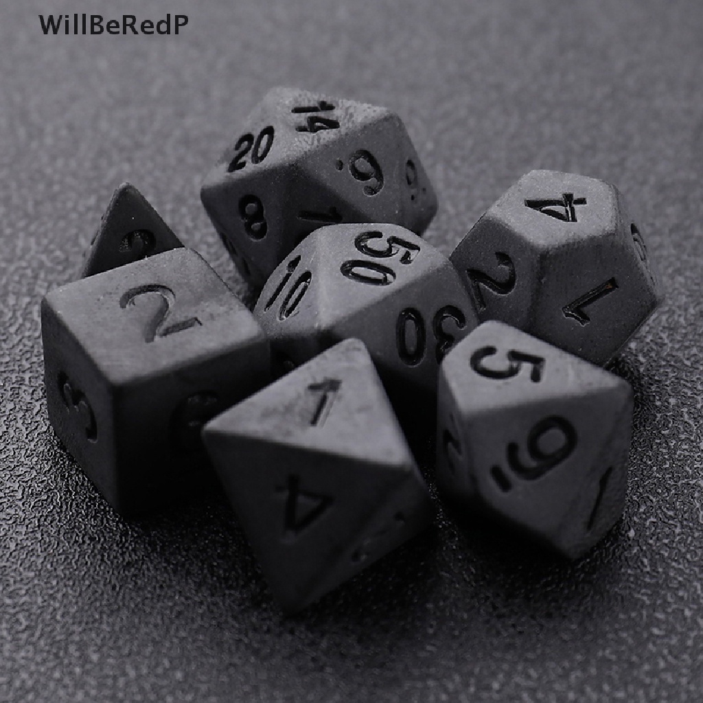 [WillBeRedP] 7pcs/set Black Dice Set New Personality Unprinted