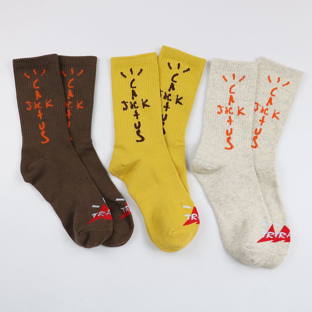 Mens Crew Cactus Jack Socks Pure Cotton Travis Scott Sport Hip Hop  Skateboard White /Yellow /Black Sock | Shopee Philippines