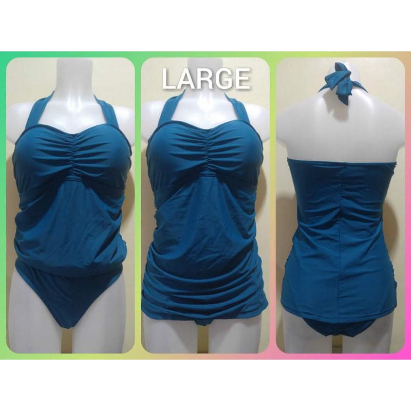 Tankini Swimsuit Blue (Large) Shopee Philippines