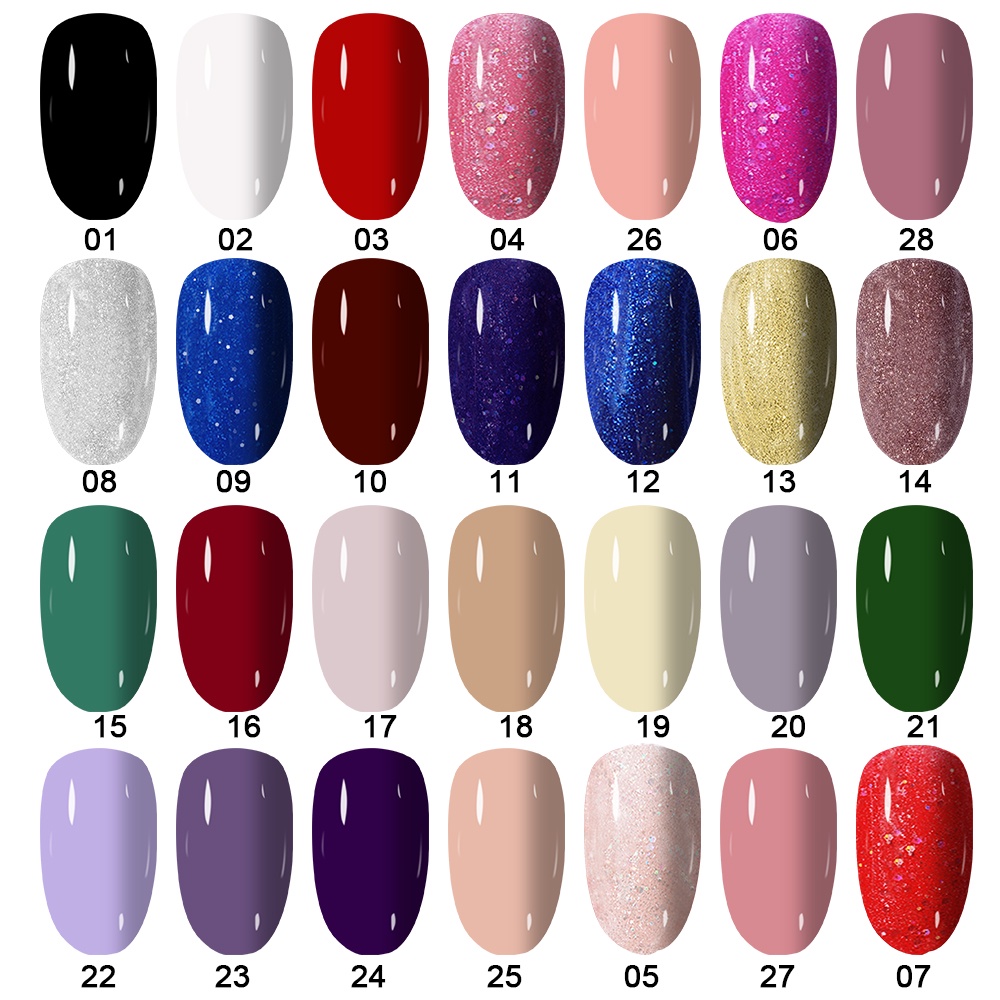 Gel Nail Polish Set 28 Colors Soak Off UV /LED Nail Lamp Base Top Coat Gel Nail Art Nail Polish