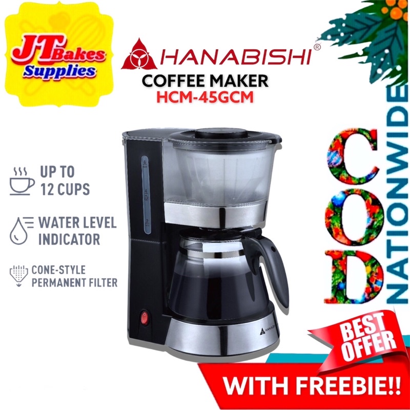 Hanabishi Coffee Maker Heat Resistant Modern Design HCM 45GCM with