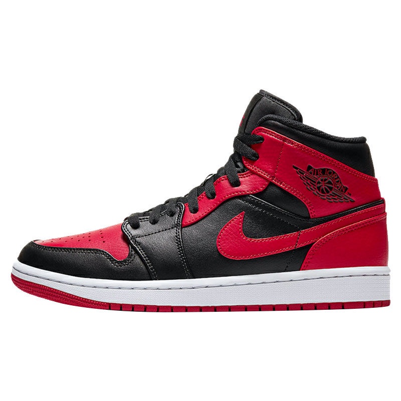 V19 Nike Air Joe 1 Mid Aj1 Reverse Anti-Wear Black And Red Toe Men'S ...