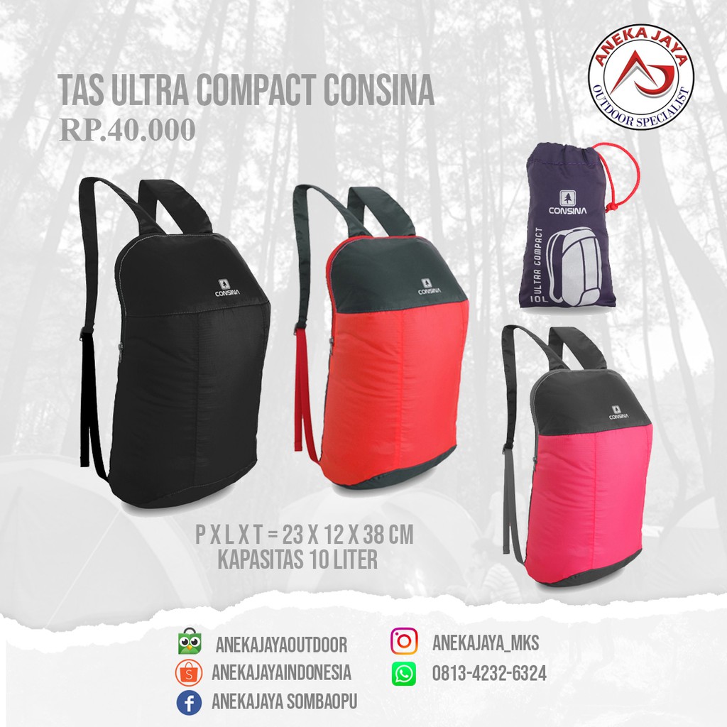 CONSINA ULTRA COMPACT BACKPACK | Shopee Philippines