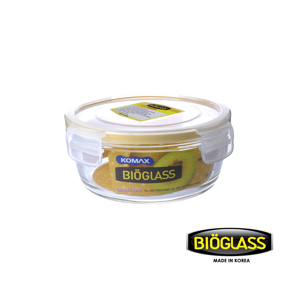 Bioglass Round Food Keeper 670ml | Tempered Glass | Airtight and Liquid ...