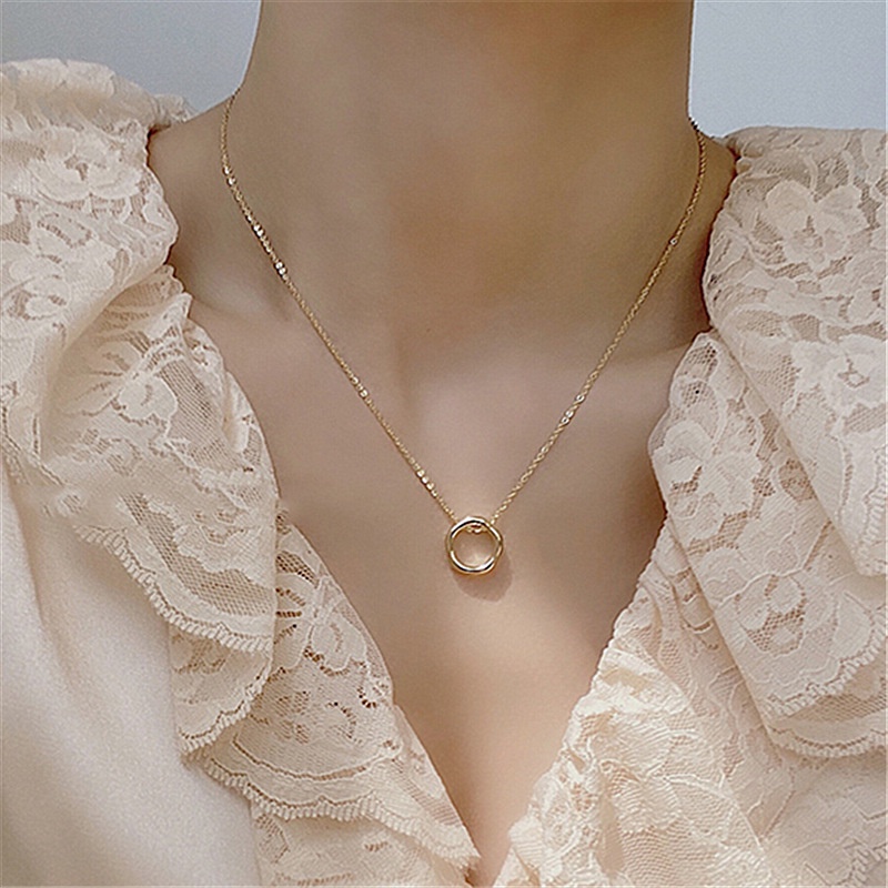 Korean version of simple irregular round circle pendant necklace clavicle chain female accessories Shopee Philippines