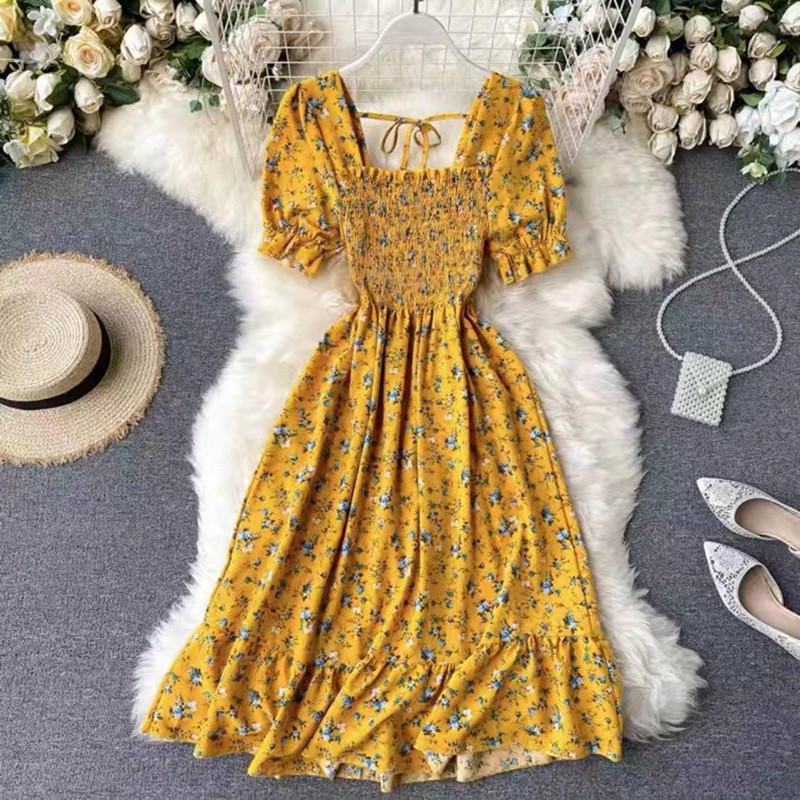 Korean floral dress formal wear women's sexy dress promotion casual ...