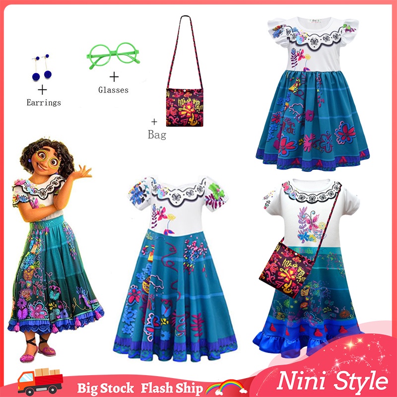 Disney Girls Dress Encanto Mirabel Cosplay Costume Fancy Dresses ...