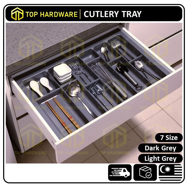 TOP ABS Spoon Cutlery Tray Inserts For Kitchen Drawer Grey Spoon Tray