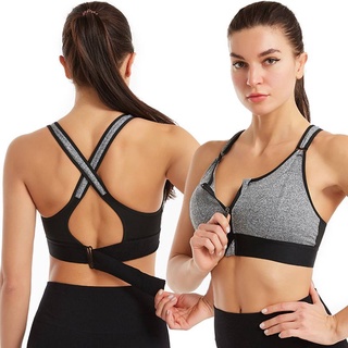 New Sports Bra Front Zipper Women Adjustable Seamless Non Wire